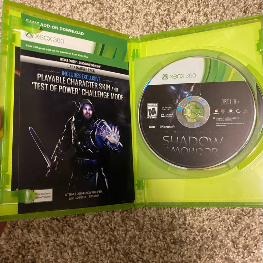 Xbox360 Middle Earth:Shadow of Mordor video game